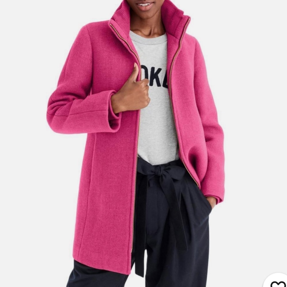 JCrew Lodge Coat Italian Stadium-Cloth Wool 0 Warm Berry Pink